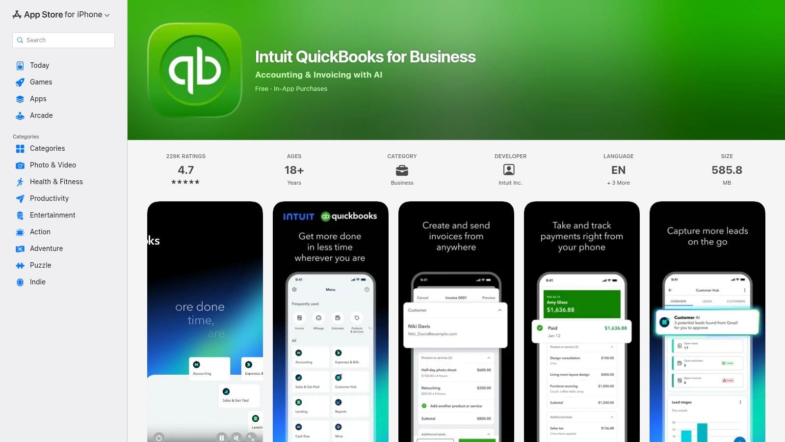 Screenshot from https://apps.apple.com/us/app/quickbooks-online-accounting/id584606479