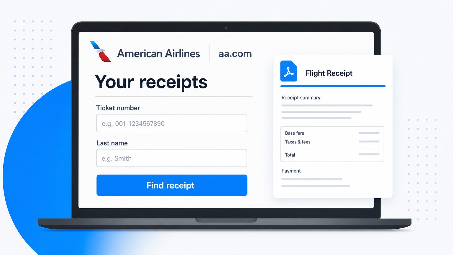 American Airlines Receipt Lookup: Ticket, Bags, Wi-Fi & PDF