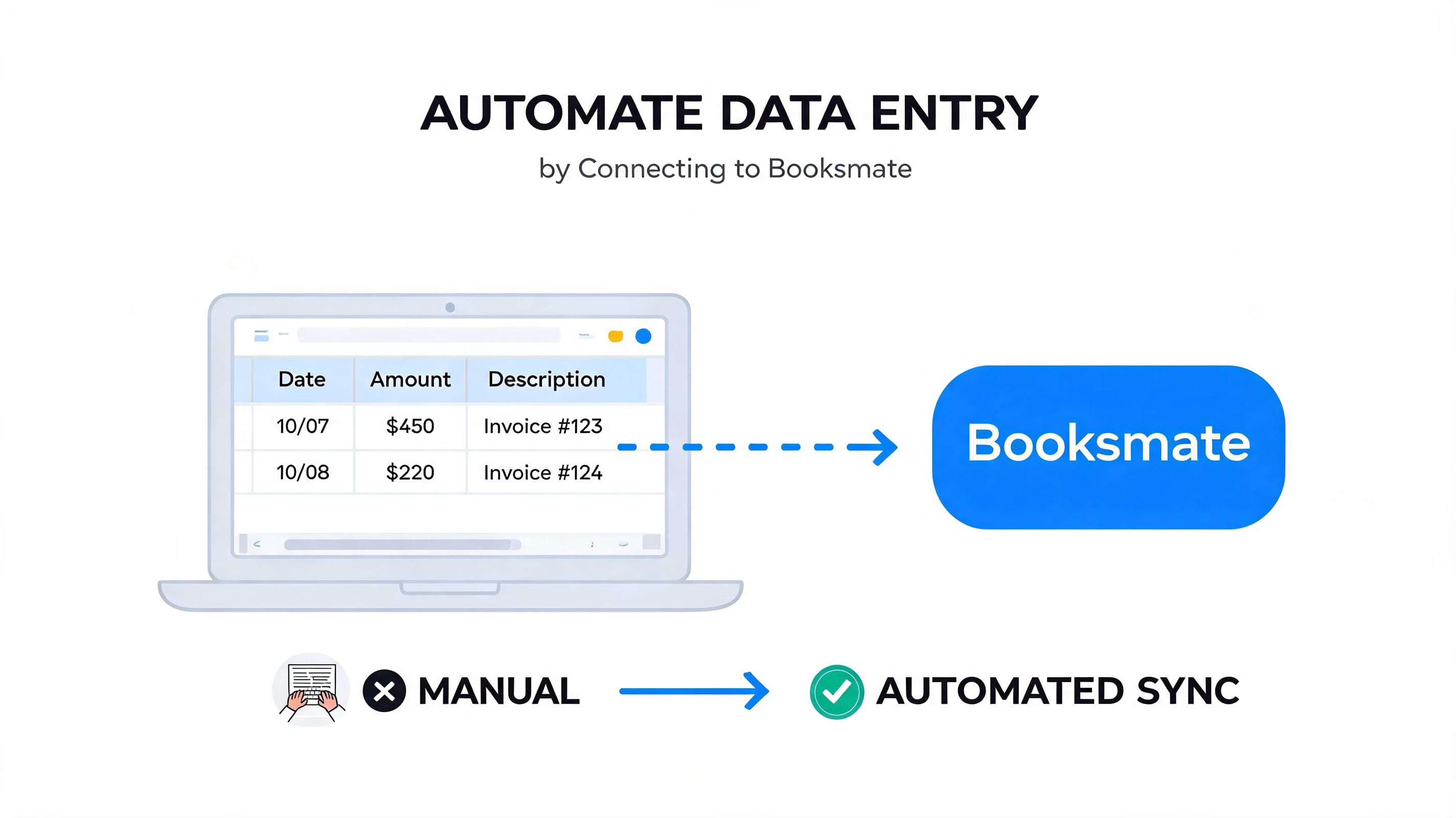 The Booksmate dashboard showing a list of collected invoices.