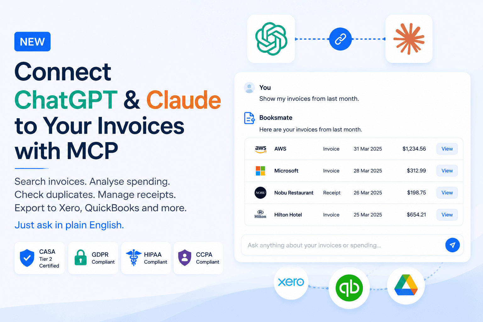 Connect ChatGPT and Claude to Your Invoices and Receipts with Booksmate MCP